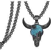 jiulegufa Cow Skull Necklace 925 Sterling Silver Western Turquoise Pendant Western Jewelry Gifts for Men Women