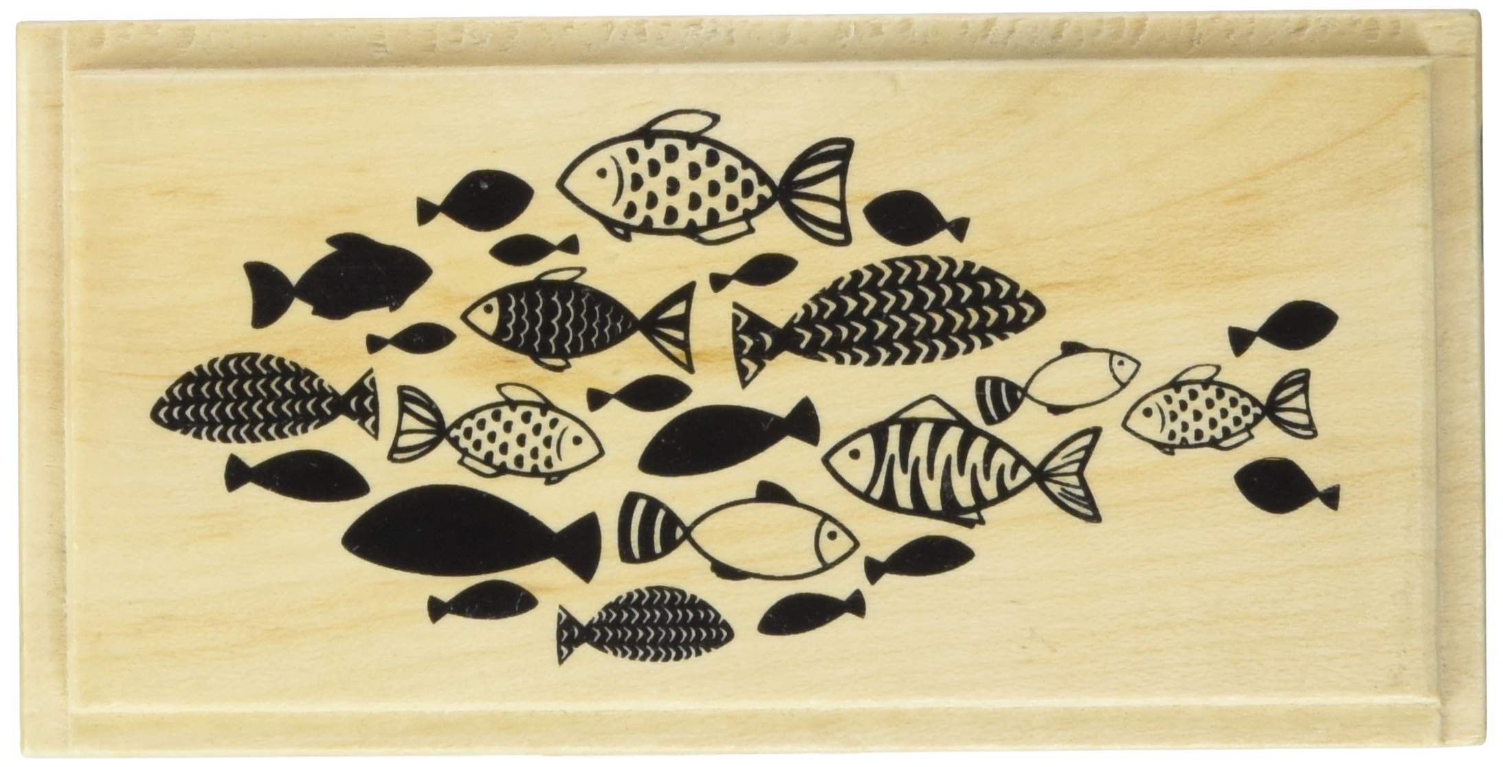 Knorr Prandell Stamp Made of Wood (General) Motif Size 5 x 4.2 cm Design: School of Fish (Fischschwarm) Motivgröße 9,5 x 4,7 cm