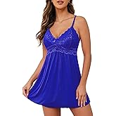 Ababoon Sexy Lingerie Women Lace Modal Sleepwear Chemises V-Neck Full Slip Babydoll Nightgown