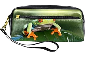 Leather Pencil Case Marker Pen Pouch Desk Organizer Boxes,Pond Animal Frog,Pencil Storage Package