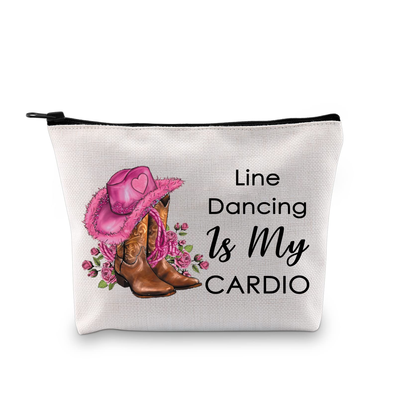 Photo 1 of G2TUP Line Dance Lover Gift Line Dance Is My Cardio Makeup Bag Western Country Music Dancing Dancer Cosmetic Bag Country Music Lover Gift Zipper Travel Bag (Line Dance Is My Cardio White Bag)