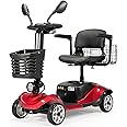 VERPAL Compact 4 Wheel Mobility Scooter with Display, Foldable Electric Scooter for Seniors and Adults, Heavy Duty Travel Model with Light, 2 Basket, Rearview Mirror, and Long-Lasting Extended Battery