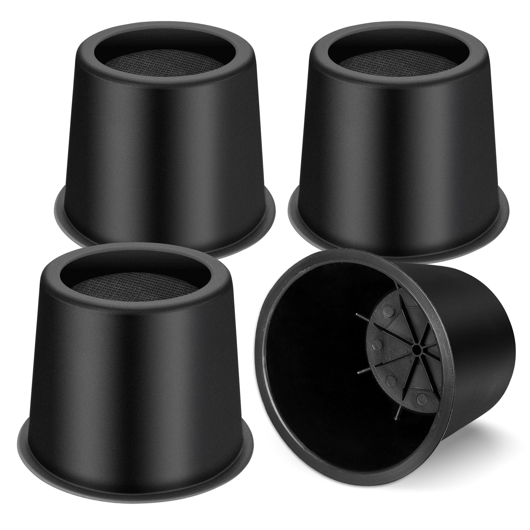 MixDora Round Bed Chair Risers With Foam Pads Furniture Raisers Lifter for Desks Couches Sofas Table Set of 4 (3 Inches)