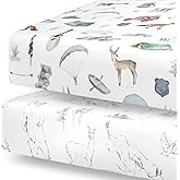 Pobibaby - 2 Pack Premium Fitted Baby Boy Crib Sheets for Standard Crib Mattress - Ultra-Soft Cotton Blend, Safe and Snug, and Stylish Woodland Sheet (Explore)