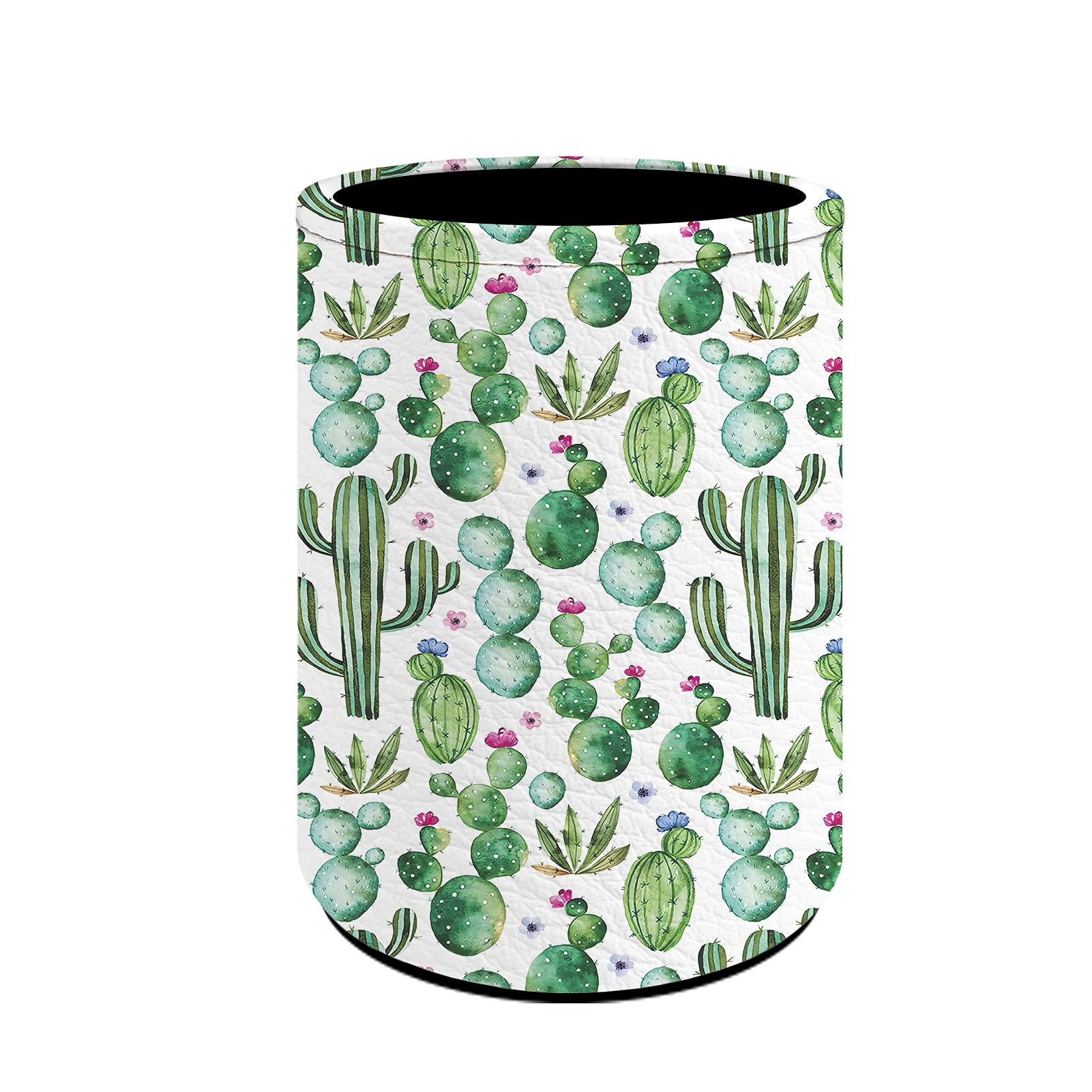 Kuiaobaty Pen Holder Pencil Cup Desk for Women Men,Cactus Makeup Brush Holder PU Leather Multifunction Organizer Pen Cup