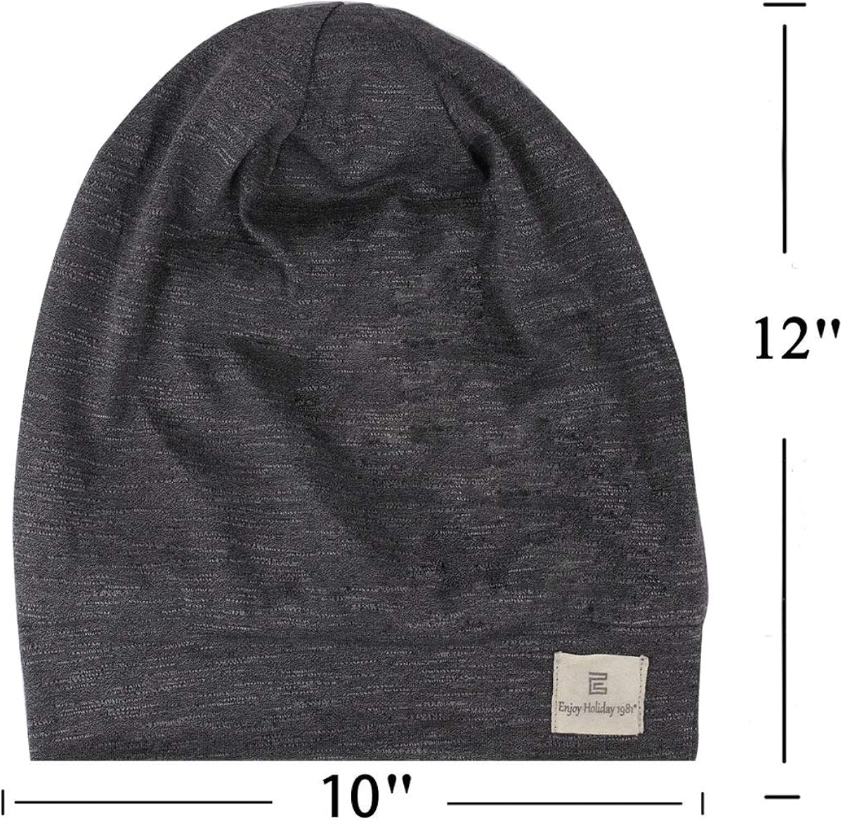 Slap Night Cap Sleep Hat Beanie - Dark Grey Women Organic Bamboo Satin Silk Lined Bonnet Surgical Cap Summer Scarf Hair Cover for Lady Lightweight Light Thin Jersey Chemo, Gifts for Women: Clothing