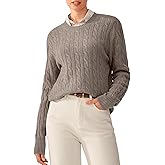 KVSS Women's 100% Pure Cashmere Crewneck Sweater Cable-Knit Long Sleeve Pullover Sweater for Women