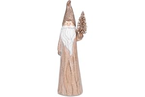 NAPCO IMPORTS Beige Wood Cut Santa with Tree