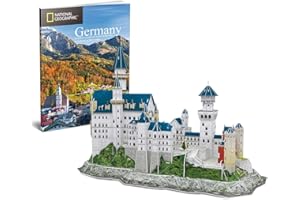 CubicFun 3D Puzzles for Adults and Kids with National Geographic Booklet Germany Neuschwanstein Castle Architecture Model Building Kits, Souvenir and Birthday Gifts for Women and Men 121 Pieces