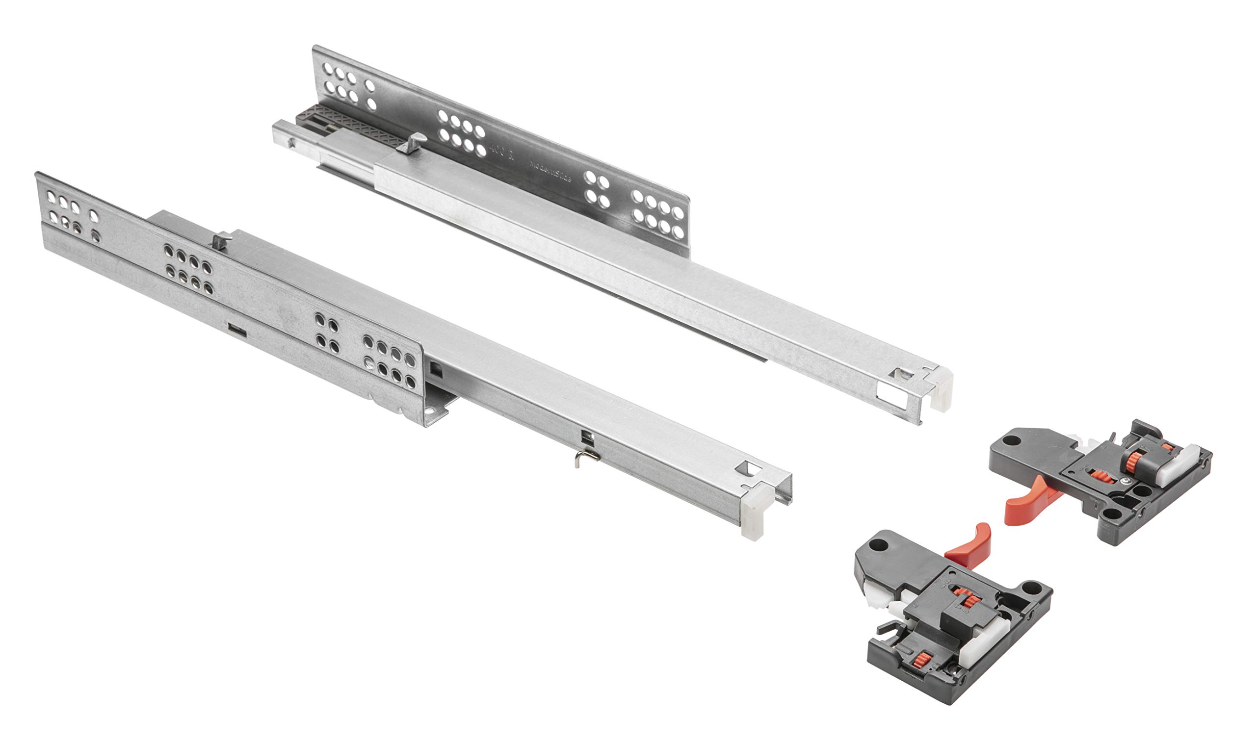 GTV Underfloor Guide Drawer Runners, Full Extension Drawer Slides, 400 mm, Soft-Close Rail System, Lower Slide Mounting Guide, Maximum Load 30 kg, 1 Set = 2 Pieces