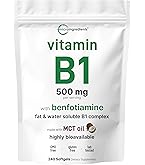 Vitamine B1 (Thiamine) Swanson 100 Mg - 250 Gélules - Complément énergie Système Nerveux