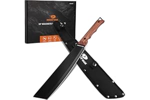 Mossy Oak 19" Machete with Oxford Sheath, Sharp Heavy Duty Machete with Ergonomic Walnut Handle for Bushcraft, Outdoor Hunting, Garden Cutting Trees and Yard Work