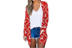 ZEFOTIM Christmas Cardigan for Women 2023 Comfy Casual Lightweight Open Front Cardigan Long Sleeve Graphic Tops Shirts