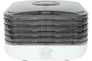 Ronco Turbo EZ-Store 5-Tray Dehydrator with Convection Air Flow, Food Preserver Adjustable Temperature Control, Quiet Operation, for Jerky, Fruits, Vegetables, Herbs, White
