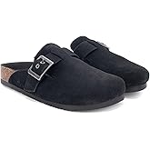 Staheekum Womens Crescent Suede Clog Slippers – Slip-On Mules with Microsuede Lining and Defender Water & Stain Repellent