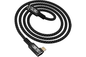 3.3FT/1M 90 Degree Right Angle Plug, USB C Extender for Thunderbolt 4/3, USB4, Male to Female,40Gbps Data Transfer,240W Charg