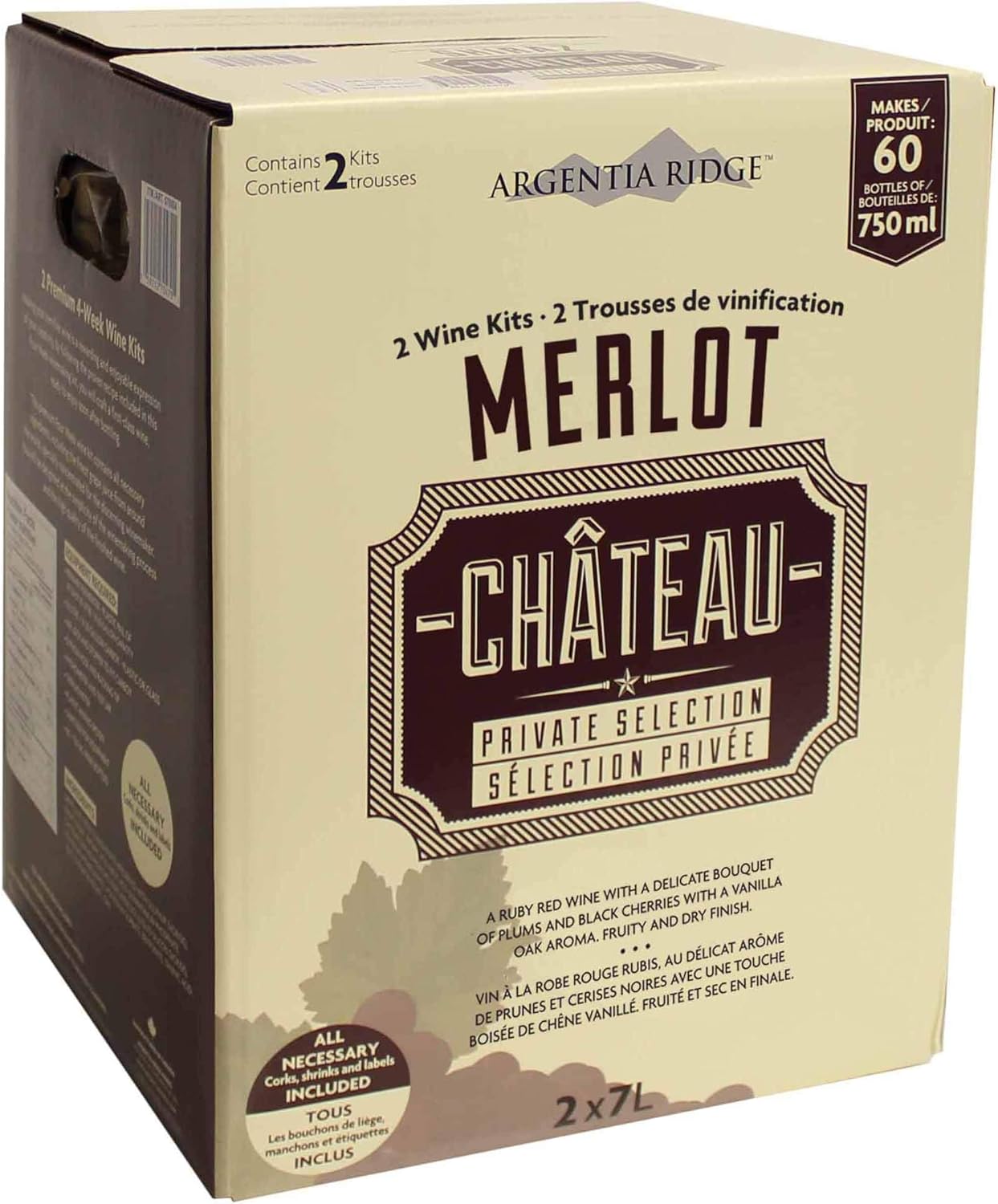 ARGENTIA RIDGE Merlot Makes 60 Bottles (45L) Chateau Private