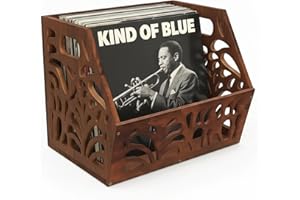 D-werack Vintage Vinyl Record Storage, Album Holder Storage 75+ LPs, Classic Vinyl Organizer Cube, Wooden Crate Box for Record Magazine Display