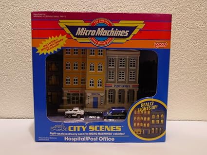 Amazon Com Micro Machines City Scenes Light Up Hospital Post Office Playset Toys Games