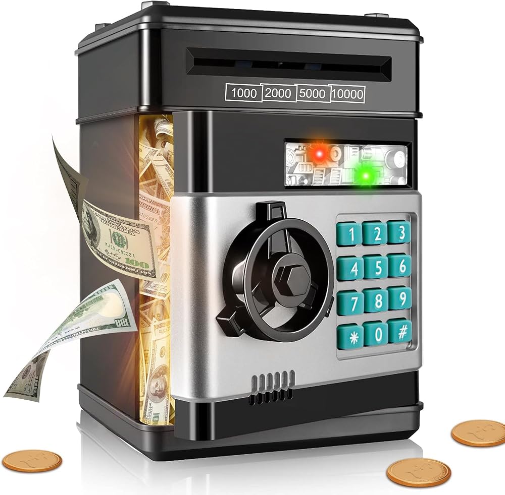 Yellcetoy Money Box for Kids ATM Password Piggy Bank Black 3-12
