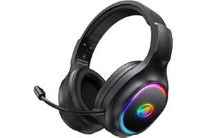 Awinnasey Wireless Gaming Headset for PS5, PS4, PC, Mac, Switch, 2.4GHz Bluetooth Wireless Gaming Headphones with Microphone Over Ear Wireless Headset 7.1 Surround Stereo Sound 30Hr Obsidian Black