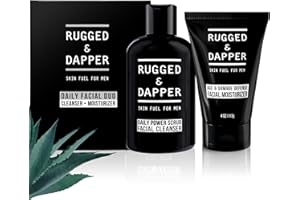 RUGGED & DAPPER Daily Duo Skincare Set for Men | Includes Age + Damage Defense Moisturizer & Daily Power Scrub Face Wash