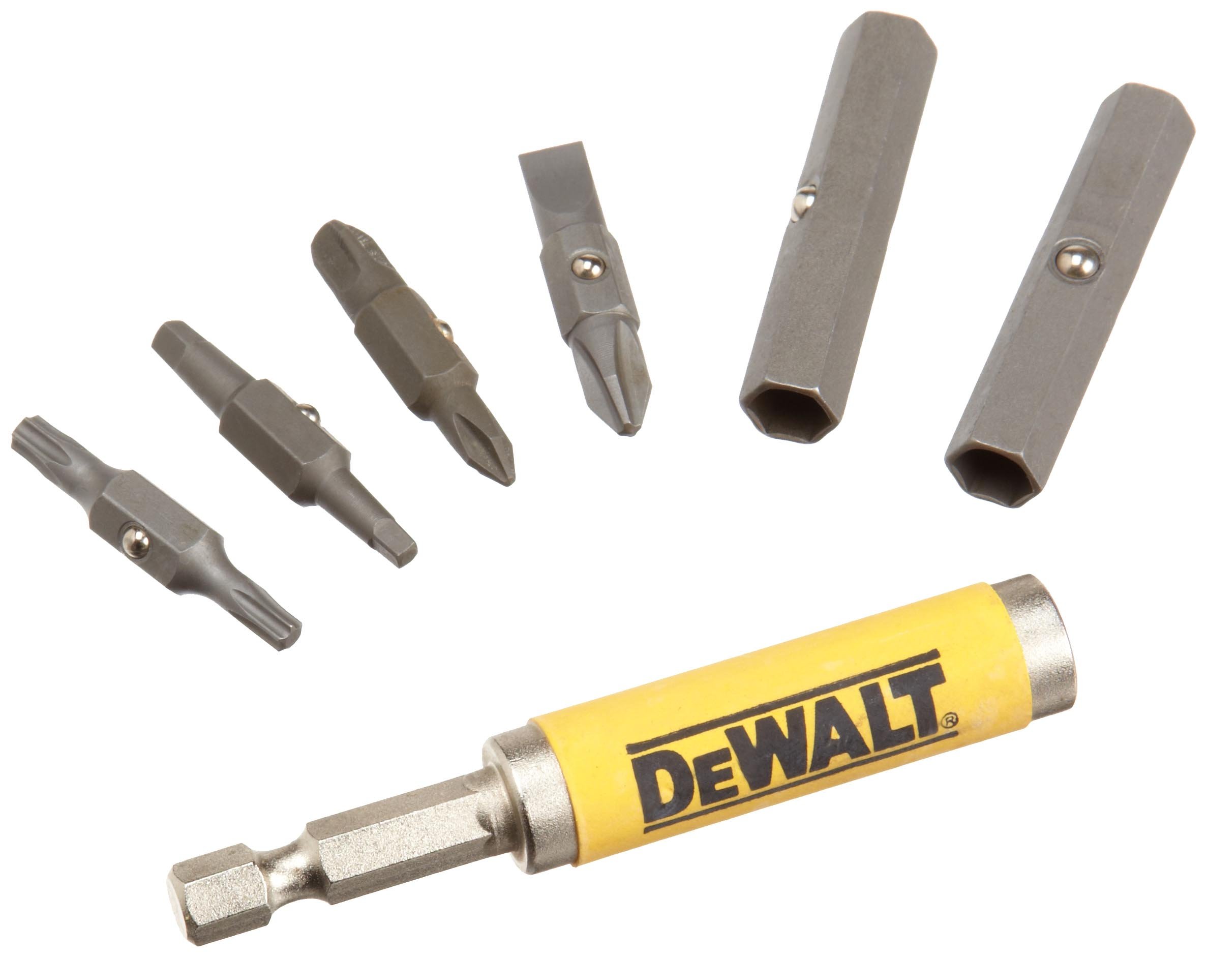 DEWALT Bit Set with 6-in-1 Flip and Switch Driver System, 7-Piece (DW2336), Yellow