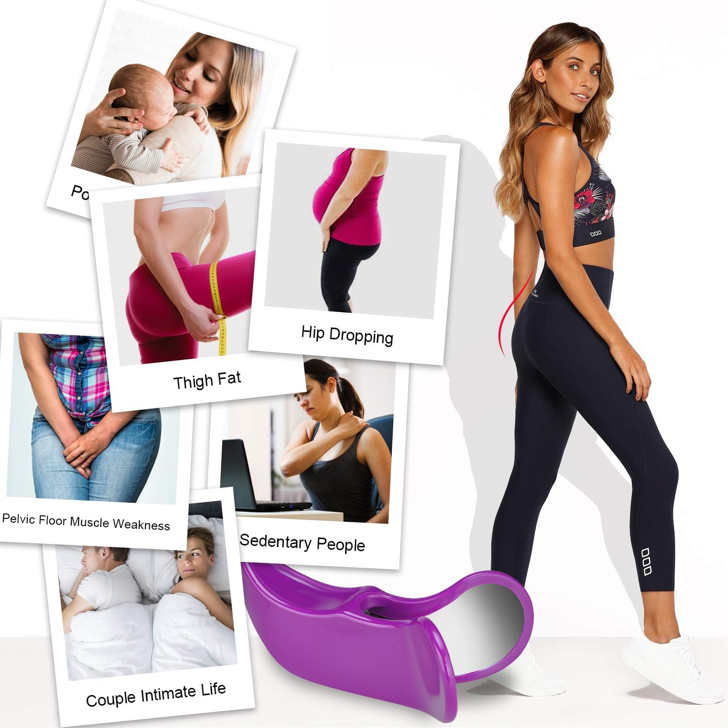 COVVY Super Kegel Exerciser - Pelvic Floor Muscle and Inner Thigh Exerciser, Postpartum Recovery Bladder Control Device, Hip Trainer Clip Buttocks Shape Tools for Women (Purple): Sports & Outdoors