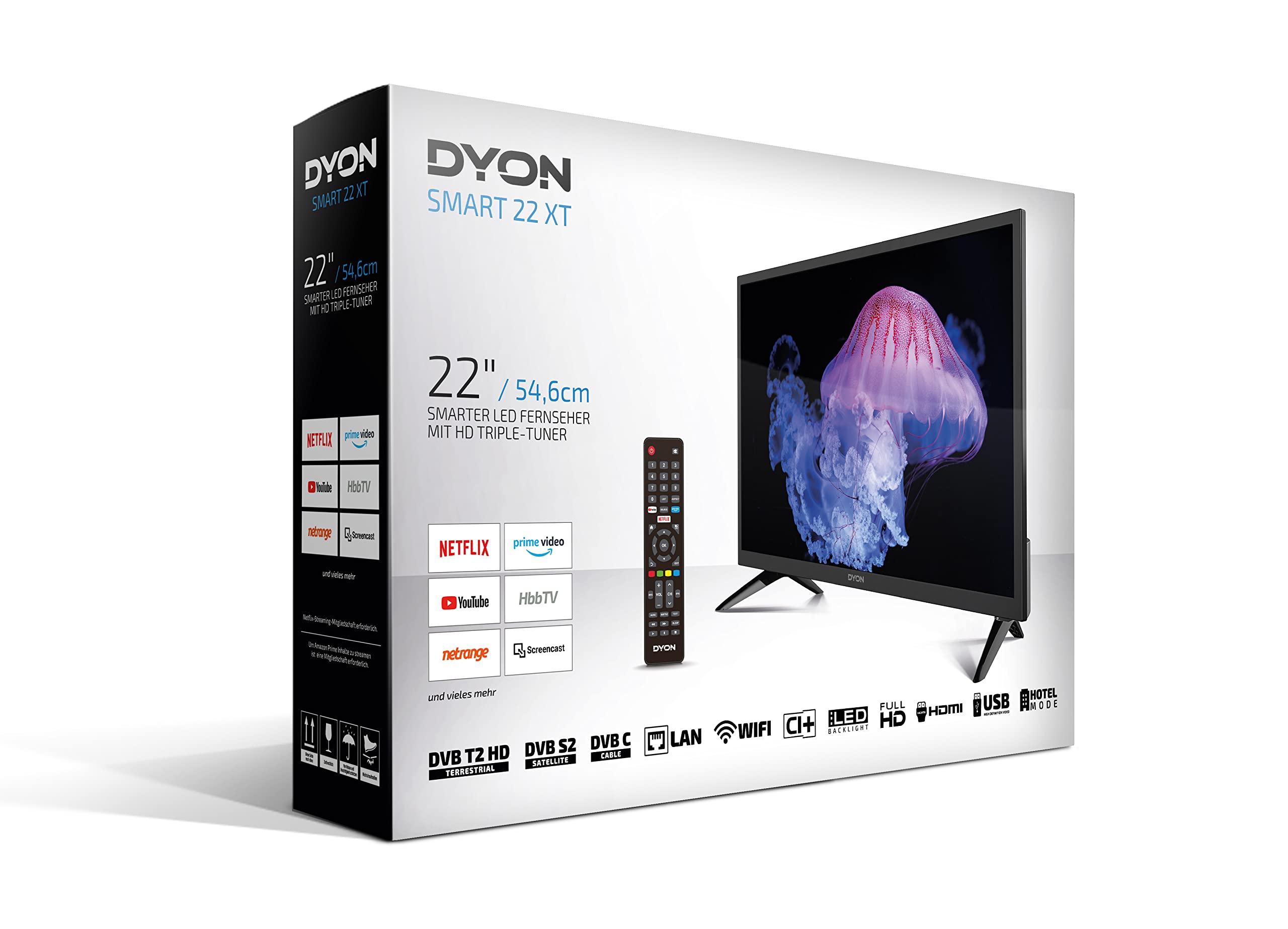 DYON Smart 22 XT 56,4 cm (22 Zoll) Fernseher (Full-HD Smart TV, HD Triple Tuner (DVB-C/-S2/-T2), Prime Video, Netflix & HbbTV) [Modelljahr 2022] 3