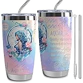 LLKJHGE Aquarius Gifts for Women Girls,12 Zodiac Constellation Tumbler,20 oz Stainless Steel Insulated Tumblers with Lid,Birthday Christmas Gifts for Daughter Sisters (Aquarius)