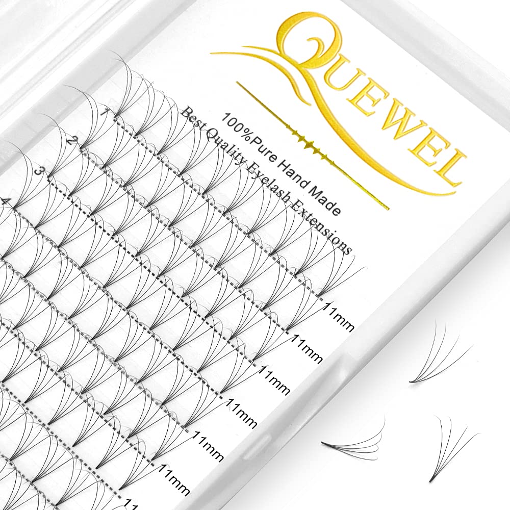 Premade Fan Volume Lash Extensions 4D 0.10D 11mm Russian Pre Made Fan Lashes | 3D 4D 5D 6D 0.07/0.10 C/D Curl 8-15mm | Long Lasting | Easy Application（4D 0.10D 11mm）