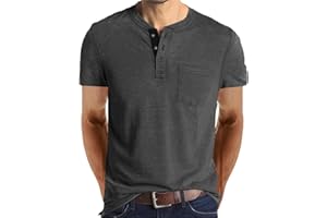 Lexiart Mens Fashion Henley Shirts Long Sleeve Button Cotton T-Shirt with Pocket