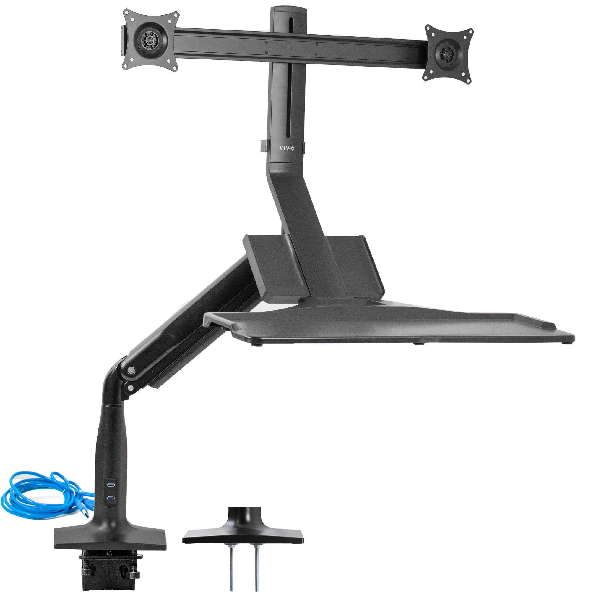 Buy VIVO Black Premium Dual Monitor Height Adjustable Workstation