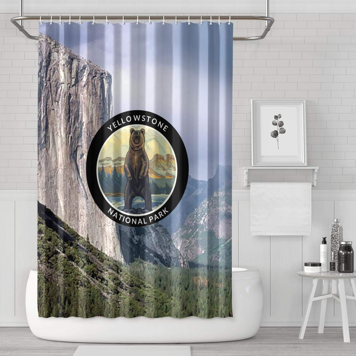 Home Decorative Long Yellowstone National Park Shower Curtain with Free