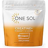 One Sol Creatine for Women, All Natural Women’s Creatine Powder w Creapure & Leucine, Increase Lean Muscle Mass, Reduce Recovery Time, Promotes Brain & Bone Health (Unflavored, 60 Servings)