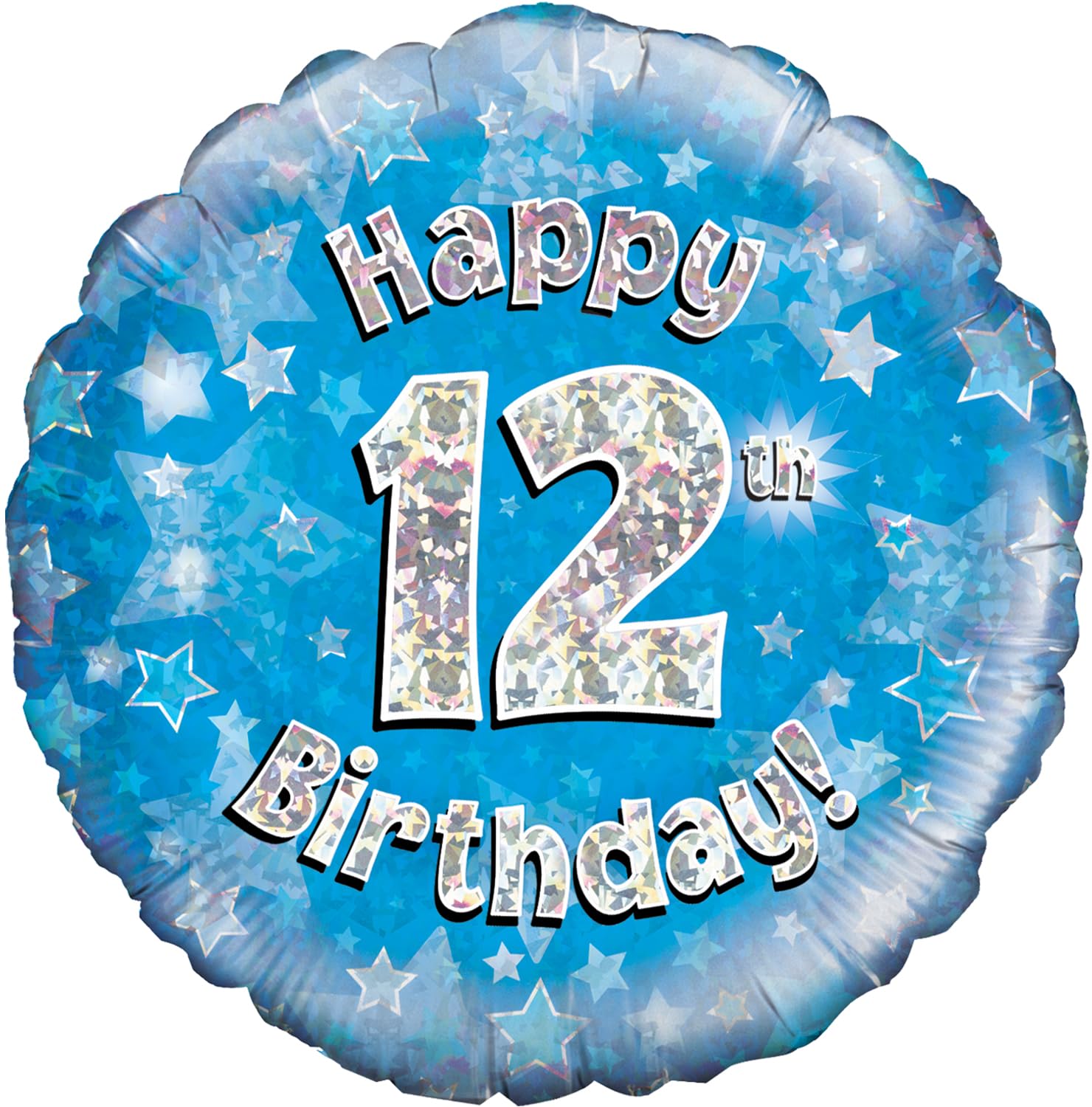 Oaktree 18" Happy 12th Birthday Blue Holographic Balloon