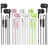 Earbuds Headphones with Microphone 5 Pack, Earbuds Wired Stereo Earphones in-Ear Headphones Bass Earbuds, Compatible with iPh