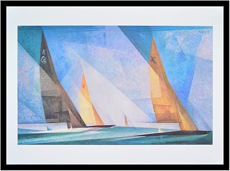 Germanposters Lyonel Feininger Segelboote Poster Kunstdruck Bild im Alu Rahmen in schwarz 70x50cm