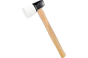 C&T White Rubber Flooring Mallet with Replaceable Head,Non-Marring Head, Wood Handle, 1 Replacement head