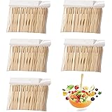 Bamboo Cocktail Forks Appetizer Fruit Food Picks 500 Pcs Food Mini Forks Wooden Cocktail Picks for Cheese Natural Bamboo Wood