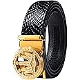 Dubulle Designer Ratchet Belt for Men Leather Fashion Adjustable Automatic Buckle Sliding Removable Dress Casual
