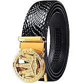 Dubulle Designer Ratchet Belt for Men Leather Fashion Adjustable Automatic Buckle Sliding Removable Dress Casual