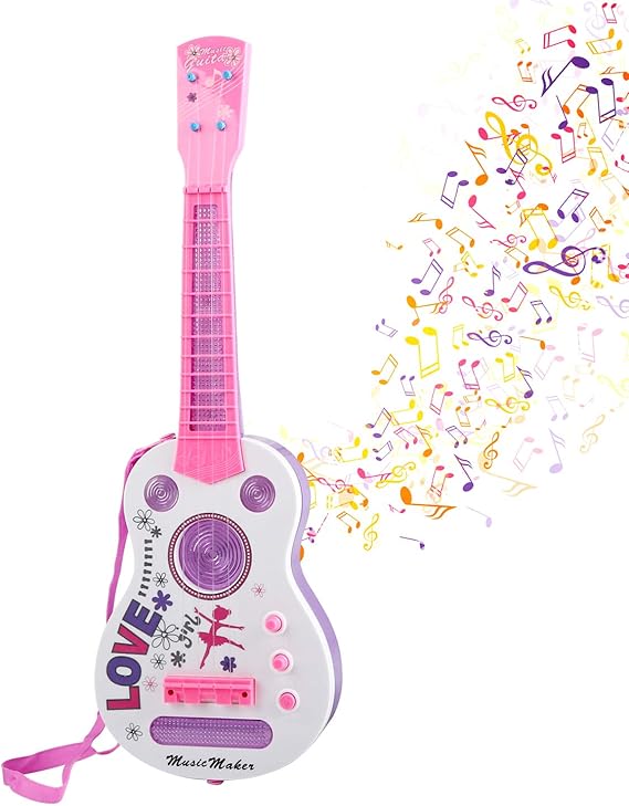 Kids Electric Guitar 4 Strings Kids Guitar Musical Guitar Toy with Flash Light Music Educational