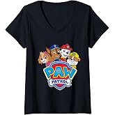 Women's Paw Patrol Group with Logo V-Neck T-Shirt