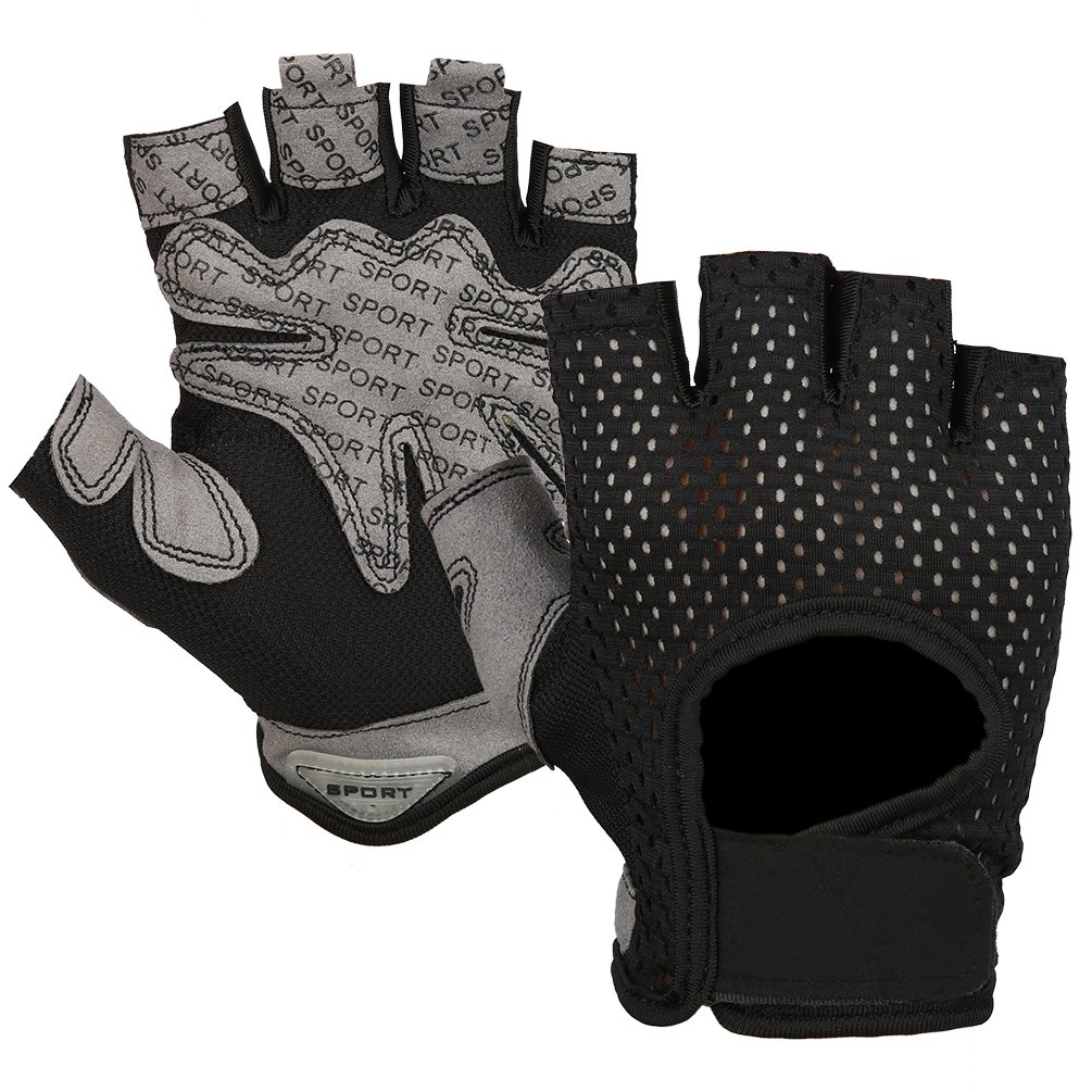 VBIGER Cycling Gloves, Men\'s Half Finger Biking Gloves MTB Gloves with Anti-Shock Gel Pad (C-Black, L)