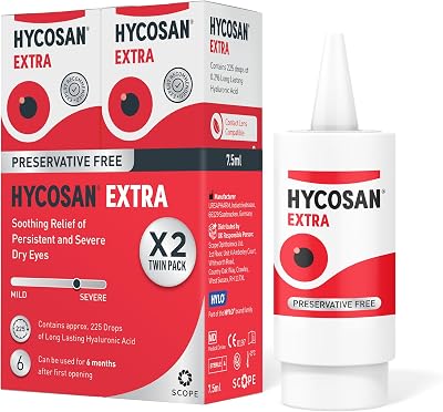 Hycosan Extra Twin Pack Eye Drops Hyaluronic Acid Preservative Free 2 x 225