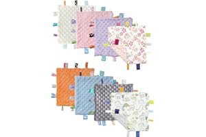 CREVENT Tag Security Blankets for Babies, Soft Small Loveys for Boys, Baby Comforter Sensory Blanket, Great Gifts for Birthda