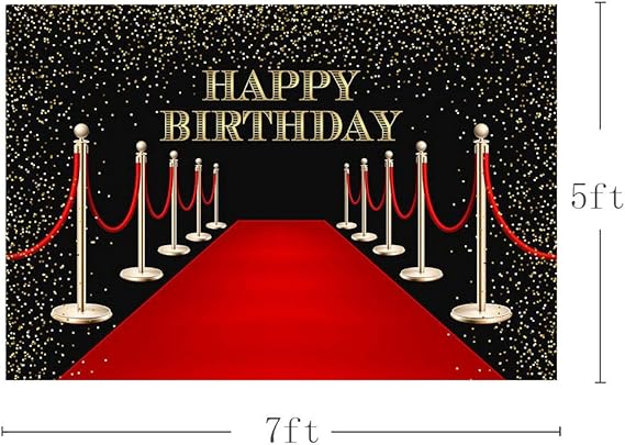 Mehofoto Red Carpet Birthday Party Decorations Banner Photo Studio Booth Background Vip Black And Gold Glitter Happy Birthday Selfie Photography Backdrops Props For Cake Table Supplies 7x5ft Photo Studio Lighting Photo