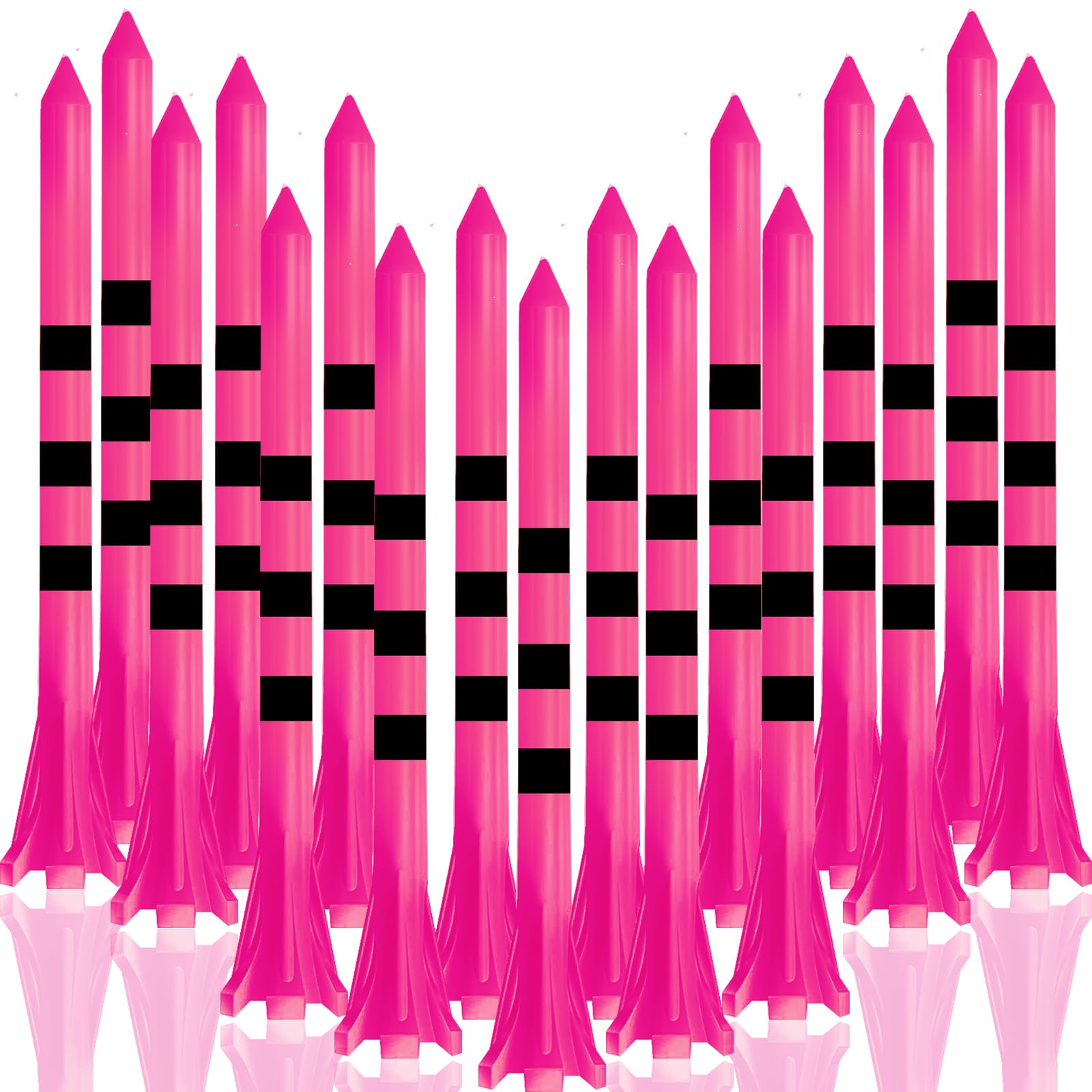 FINGER TEN Golf Tees Plastic Unbreakable 2 3/4 3 1/4 Inch Value 50 Count, 83mm 70mm Tee Durable Pro Upgrade Step Up Long Premium Color White Blue Orange Green Mixed (Pink, 2 3/4 Inch(70mm))