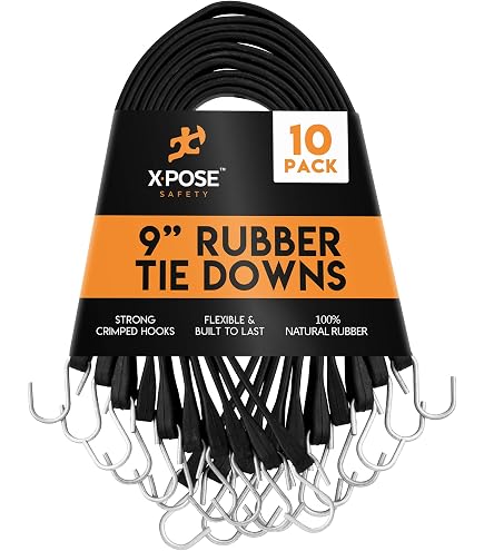 QWORK 10\" Tarp Straps For Flatbed Trailers, Adjustable Tarp Straps, 20 Pack Rubber Bungee Cord Tie-Downs With Hooks For Securing Tarps, Canvases, Cargo